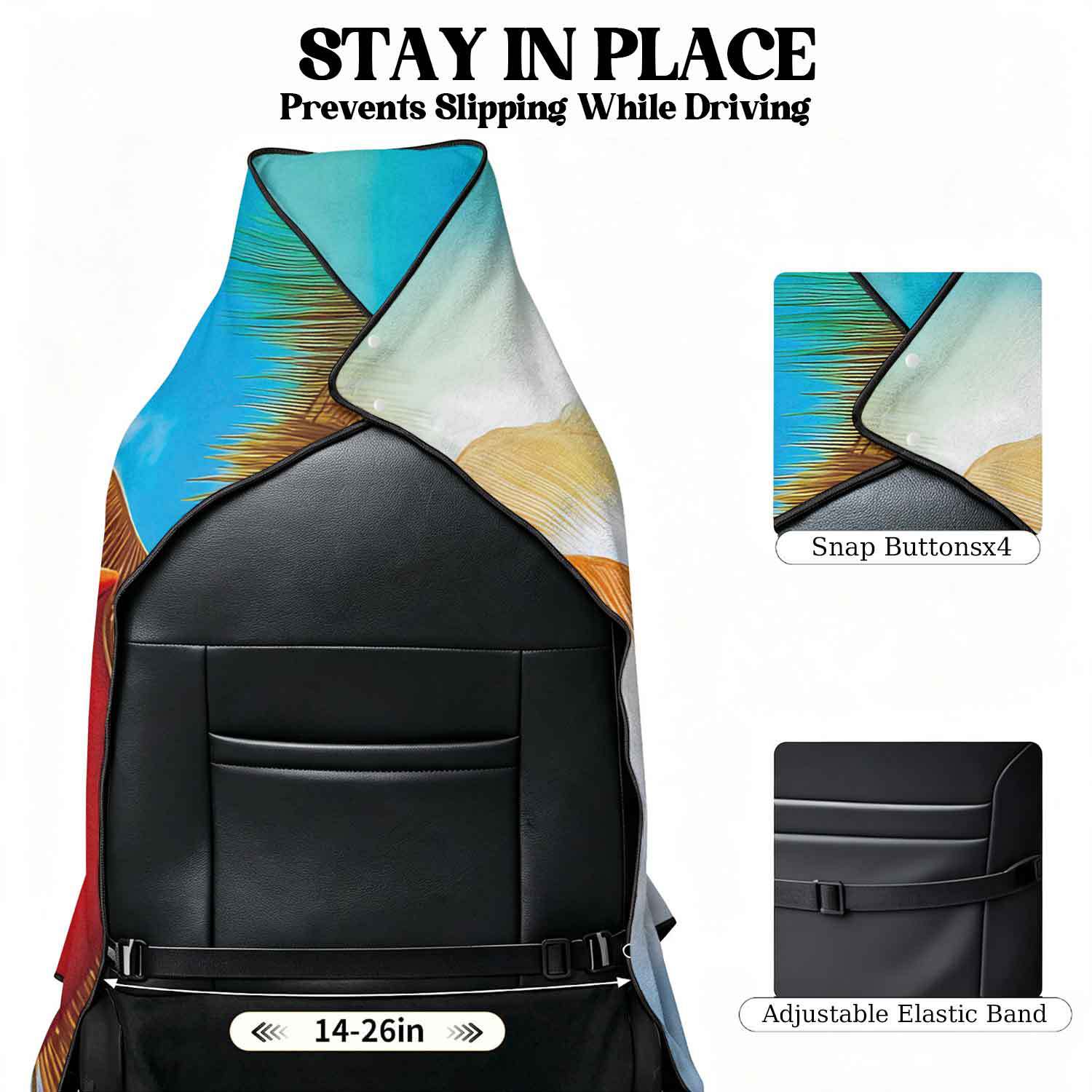 Printed bath towel and car seat cover 2-in-1, ultra-fine fiber outdoor beach and car dual-use universal seat cushion