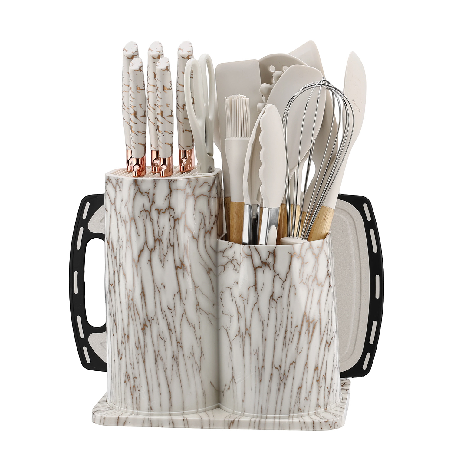 Nuevo agrietamiento octogonal de cocina de silicona 19 piezas de cocina de silicona antiadherente conjunto de cuchillos combinados