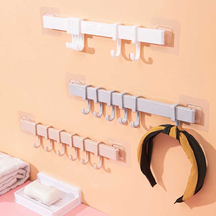 Bathroom wall behind the door kitchen strong seamless stickers nail-free wall-mounted waterproof hook six-piece hook factory direct sales