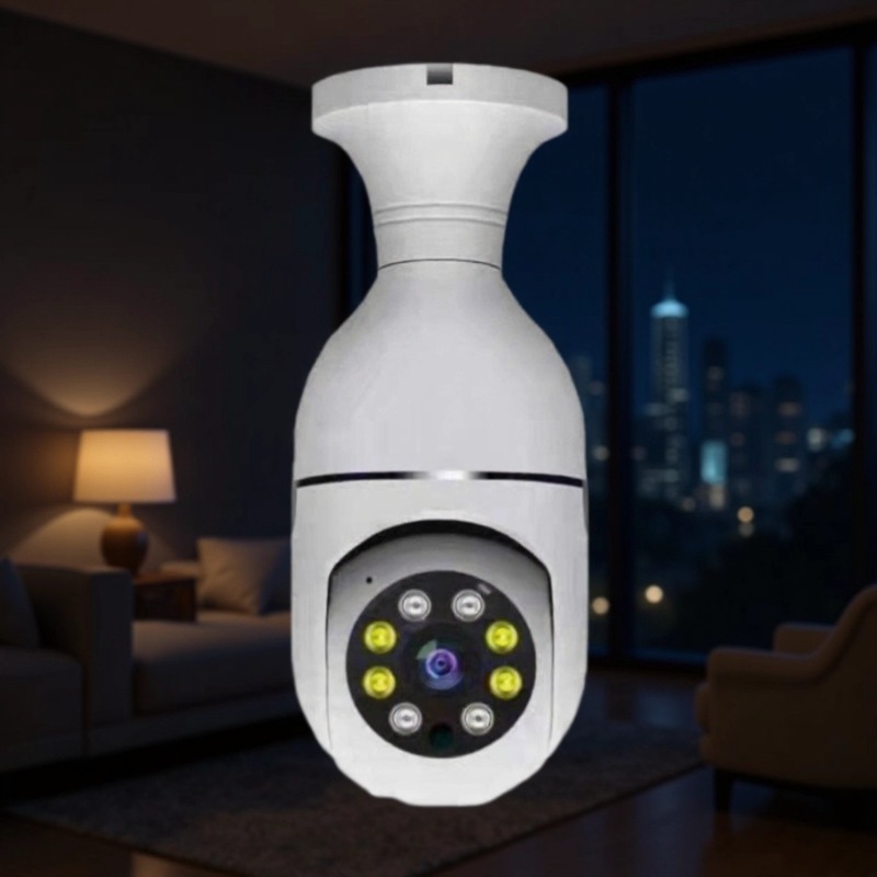 监控器 家用2.4GWiFi室内全景夜视手机远程灯泡摄像头无线监控器