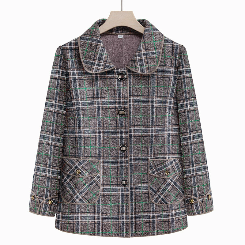 Пожилая мама осенняя и зимняя шерстяная куртка свободная весна и осень кардиган 70-летняя бабушка носит зимний ветрозащитный топ