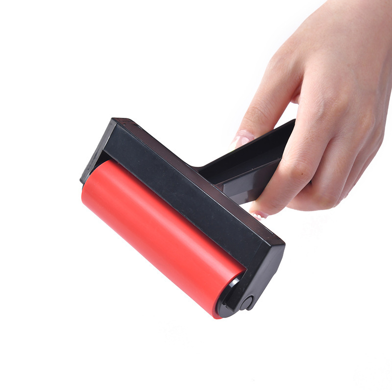 Tambor de impresión de 10 cm, juego de pintura con diamante, rodillo rojo, rodillo de tinta de arte, rodillo de tubo de goma de impresión para niños