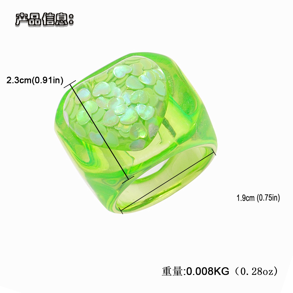 Korean Version Of Resin Ring Romantic Candy Color Three-dimensional Starry Love Ring display picture 13