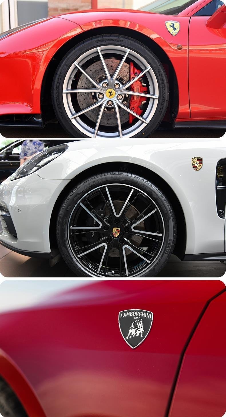 Car Modification Stickers Are Suitable for Porsche Car Logos, Lamborghini Metal Car Stickers, Stereo Stickers for Modified Steering Wheels