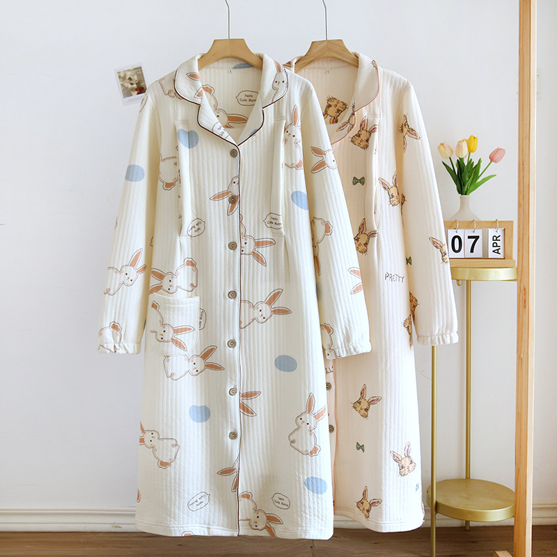 Long-Sleeved Pregnant Women's Nursing Nightdress Autumn and Winter Air Cotton Moon Dress Spring and Autumn Pure Cotton Postpartum Pregnant Women's Nursing Dress Long-Sleeved Pregnant Women's Nursing Nightdress Autumn and Winter Air Cotton Moon Dress Spring and Autumn Pure Cotton Postpartum Pregnant Women's Nursing Dress