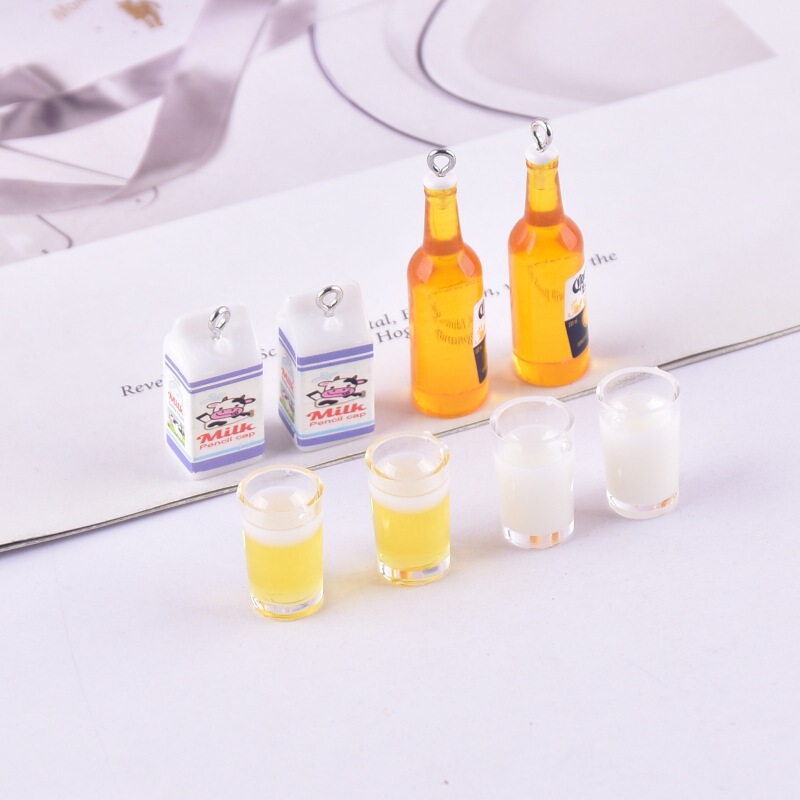 Creative simulation miniature three-dimensional beer beer mug milk milk cow box resin jewelry pendant earrings necklace DIY Creative simulation miniature three-dimensional beer beer mug milk milk cow box resin jewelry pendant earrings necklace DIY