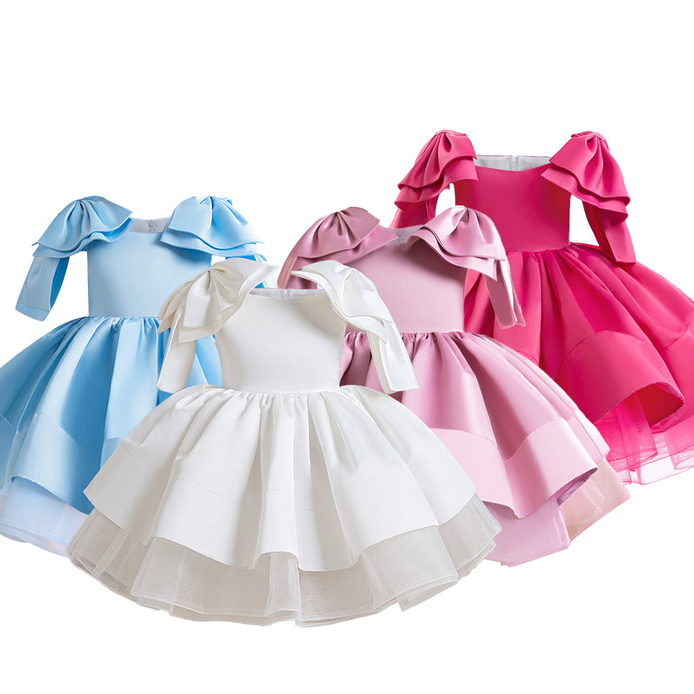 2026 vestido de niñas Europa y América nuevo satén arco de la princesa Xiao Yan ropa de espectáculo infantil