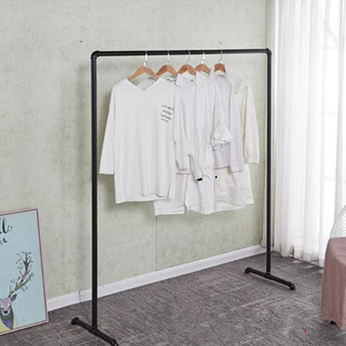 Clothing store display rack with wheels, water pipe hanger for women, movable clothing rod, ironwork retro arched gate rack