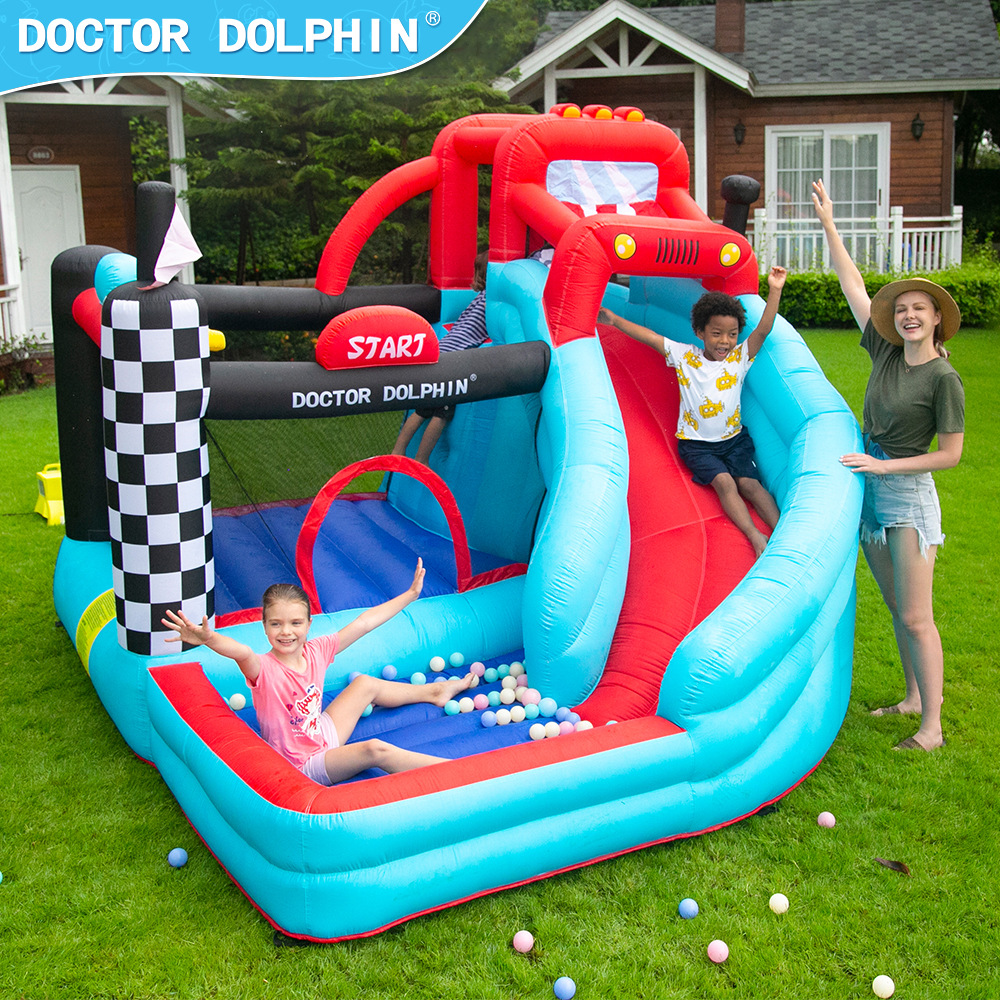 Doctor Delfín | Castillo inflable para niños, trampolín pequeño para uso doméstico, trampolín tipo pista, tobogán inflable pequeño para uso doméstico