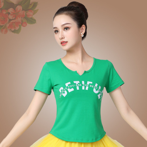 Square dance clothing new summer short-sleeve cotton dance attire team performance net skirt sports fitness dress skirt