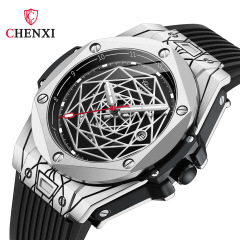 CHENXI cross-border live broadcast men's watch manufacturer waterproof luminous fashion calendar prismatic rivet line watch