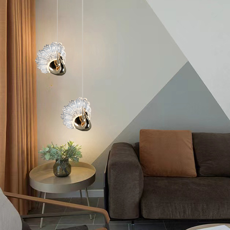 Reclinado moderno de una sola cabeza lujoso lámpara de luz red personalidad colgante rojo dormitorio línea colgante principal creativa cabecera simple puerta de entrada larga