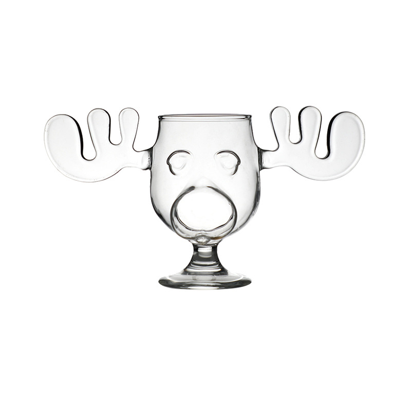 Alces lindos vidrio copa de vino alce vidrio de borosilicato taza de yogur taza de jugo de Navidad ELK vidrio