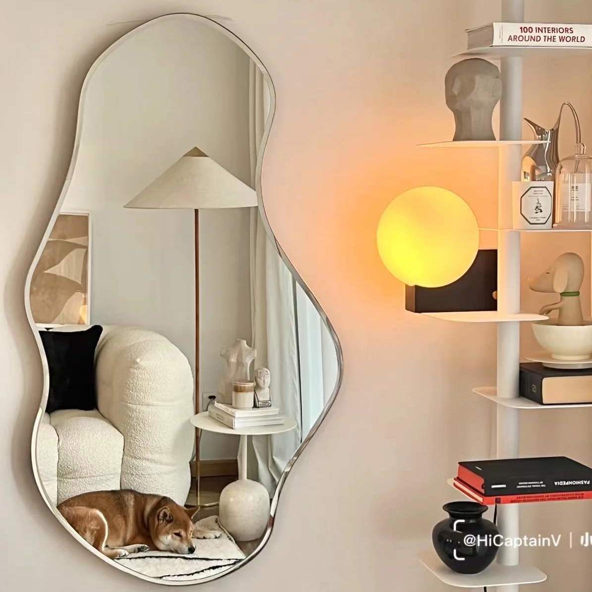 Espejo de vestir nórdico colgado en la pared inns decoración tienda de ropa espejo de prueba colgado en la pared dormitorio espejo de cuerpo entero colgado en la pared espejo especial image 3