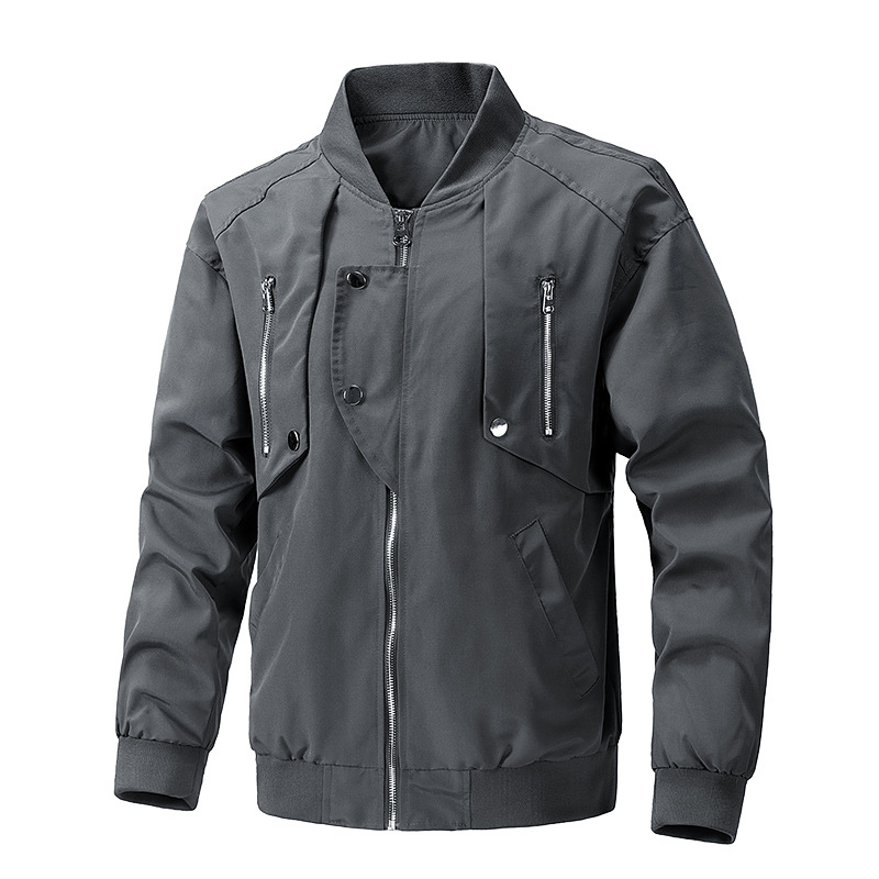 Nuevo comercio exterior transfronterizo traje de vuelo hombre chaqueta casual de color sólido herramienta chaqueta de remaches chaqueta retro americana para hombres