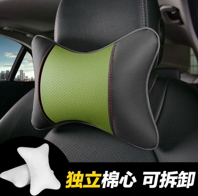 Four-Season Universal Seat Headrest Set, Headrest - full-leather-model-black-and-green-headrest-1-no-specifications