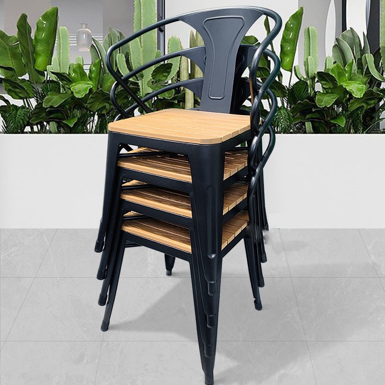 Mesa y silla de madera de plástico al aire libre balcón de madera anticorrosivo exteriores cafetería leche y té patio mesa y silla de ocio al aire libre set