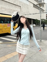 蓝色修身防晒衣女春季冰丝开衫薄款2025新款收腰防晒服收腰外套夏