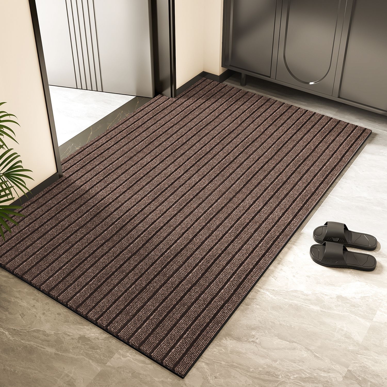 Alfombra de piso de alta sensación puerta alfombra de pie puerta alfombra de puerta doméstica anti-sucia eliminación de polvo tira de corte