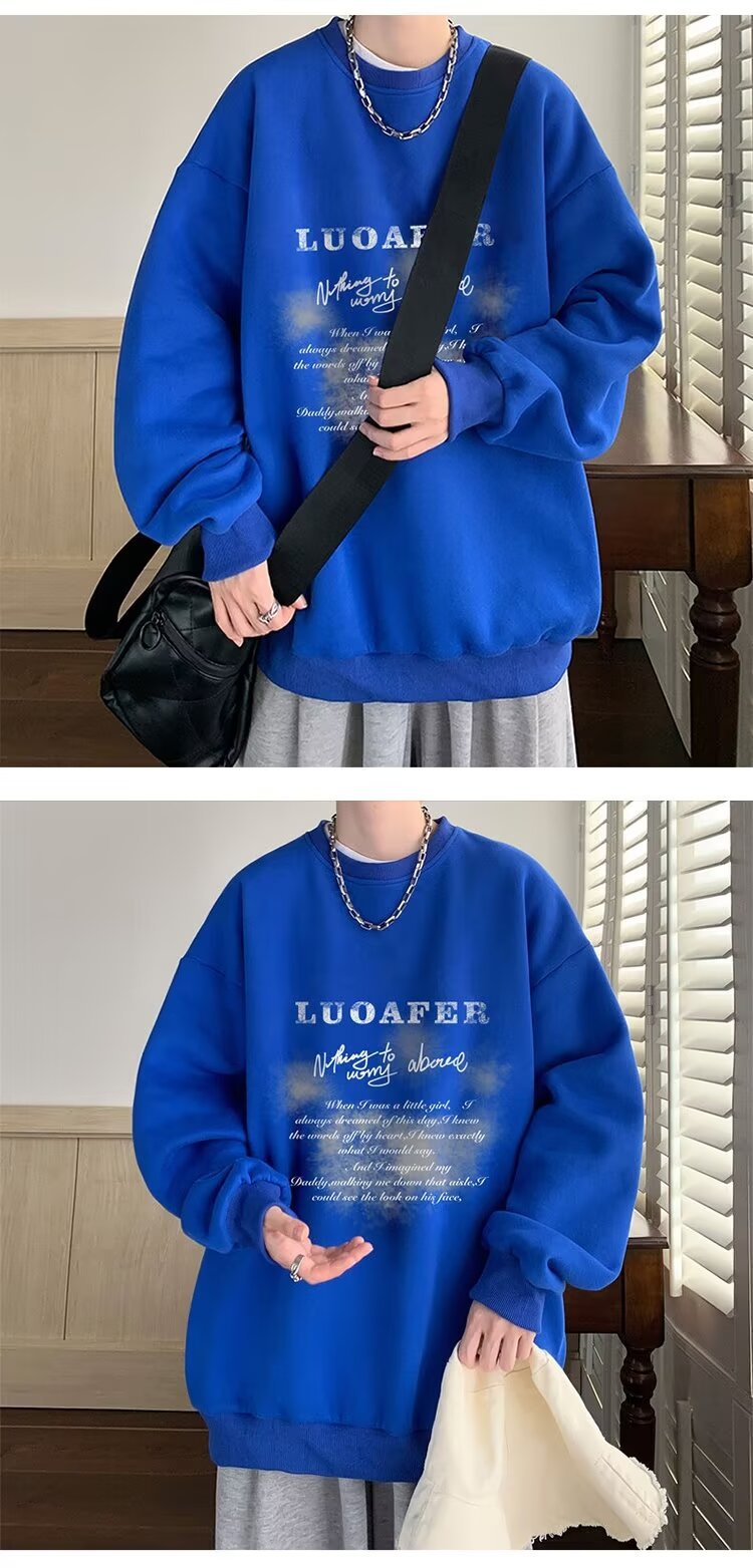 boy Printed Winter Sweatshirt 2024 Spring Autumn Korean New Loose Top Hong Kong Style Trendy Men's Jacket_viptrois.com