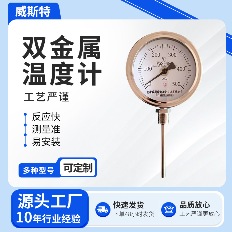 化工厂水泥厂锅炉配套设备管道双金属温度计WSS-481 WSS-581