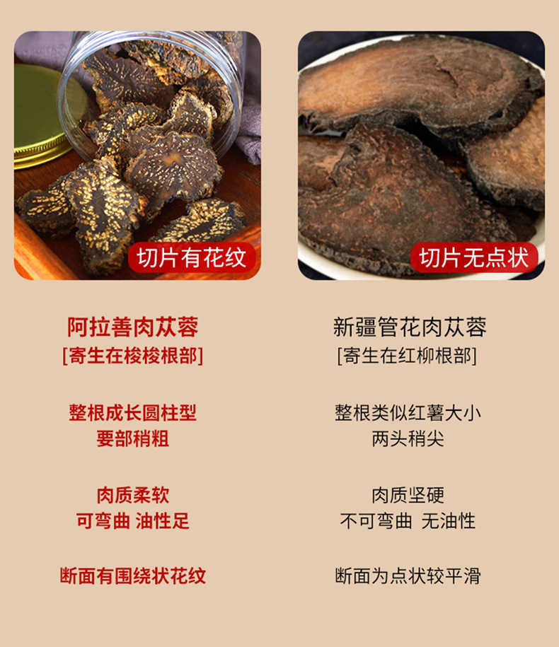 Cistanche Deserticola Rou Cong Rong Oil-Processed Slices 500g TCM Kidney Yang Tonic Herb quality and texture
