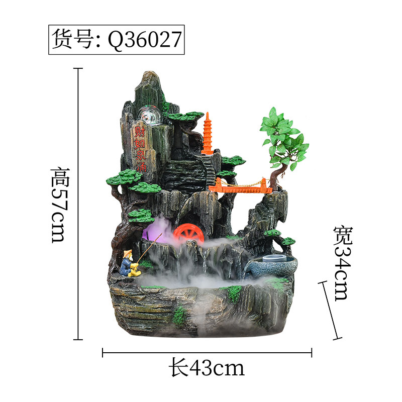 泉韵厂家直销假山流水喷泉室内庭院鱼池盆景树脂工艺品摆件