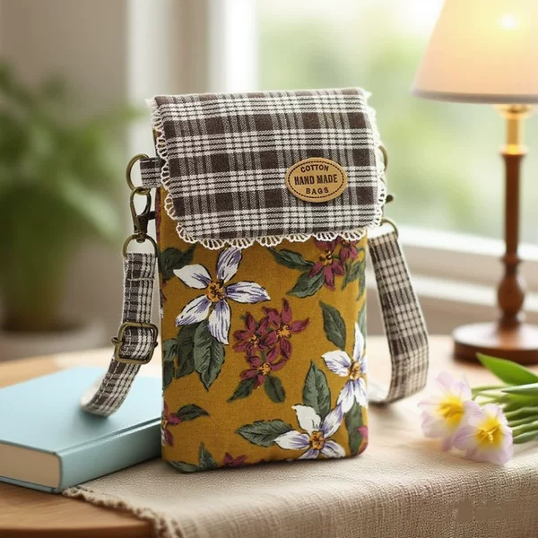 New fashion women's bag cotton nine color flower 3 layer messenger bag Student 6 inch large screen mobile phone bag a generation of hair