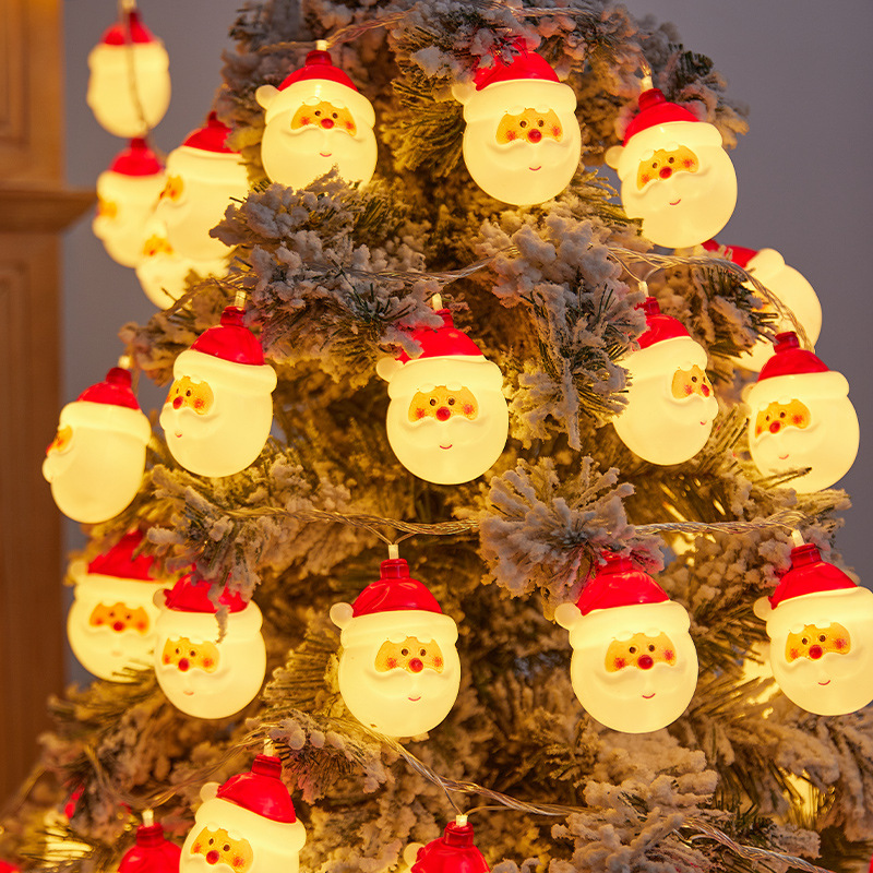 LED árbol de Navidad cadena de luces Papá Noel muñeco de nieve lámpara decorativa galvanizado batería de pentaco pequeña lámpara de color lámpara intermitente