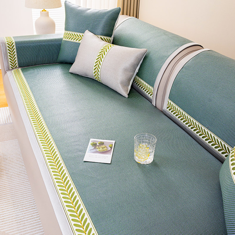 Nuevo cojín de sofá de seda de hielo, cojín fresco de verano de lujo ligero, cubierta de sofá de cuero antideslizante, cubierta de tela, cojín de alfombra de ratán de hielo fresco