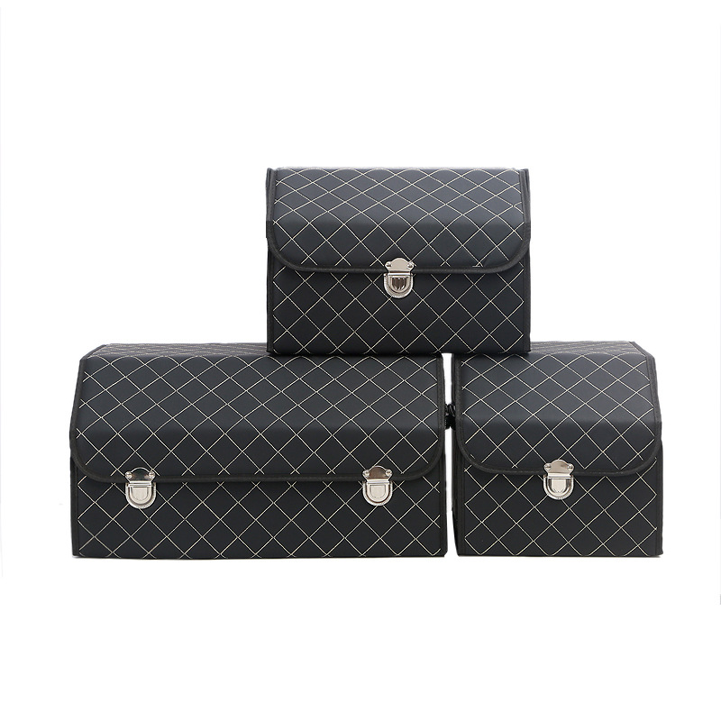 Foldable car storage box, car trunk organizer, leather car storage organizer