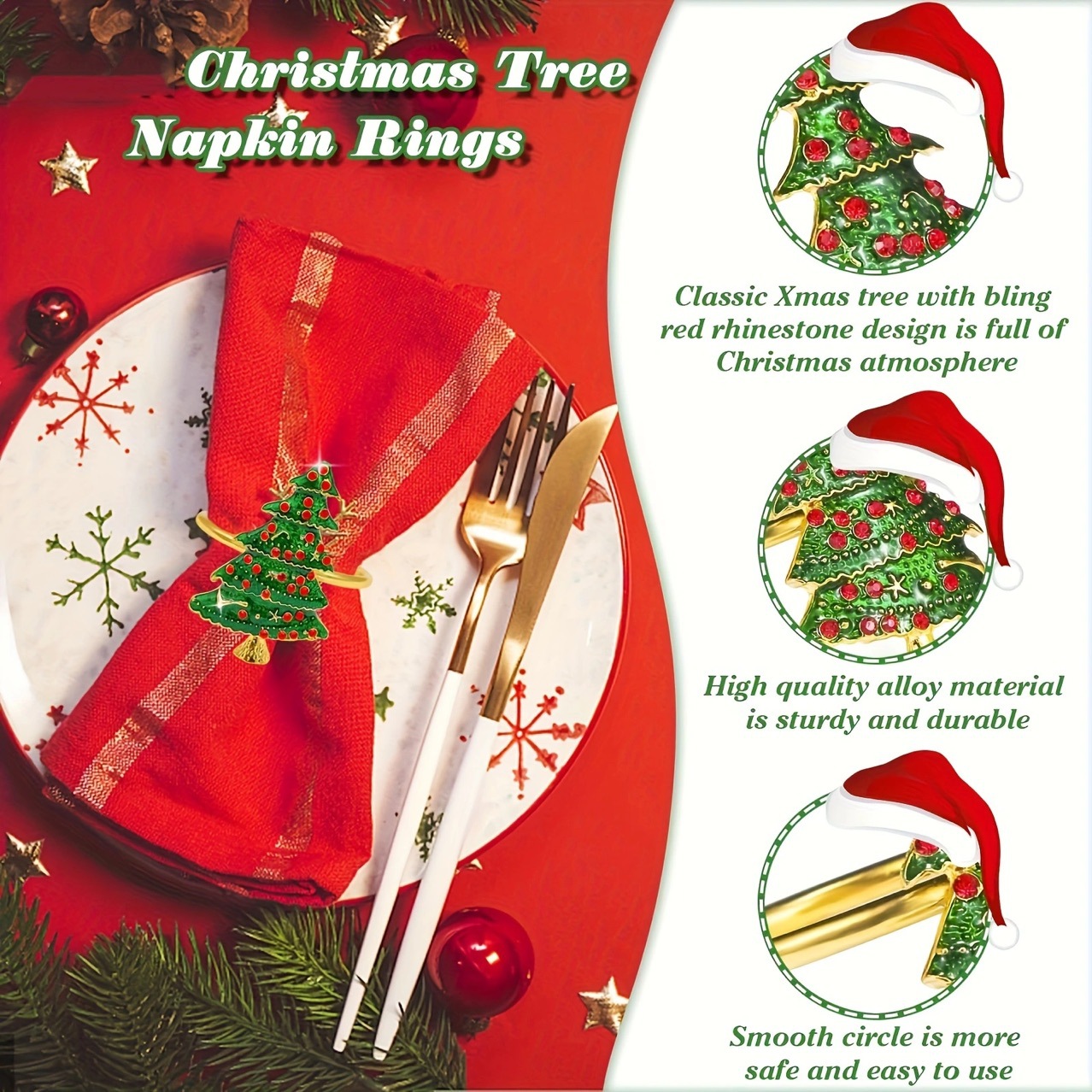 Nuevo anillo de servillas de fiesta de Navidad decoración de la mesa de comedor de árbol de copo de nieve buckle servillas de aleación festivales creativas