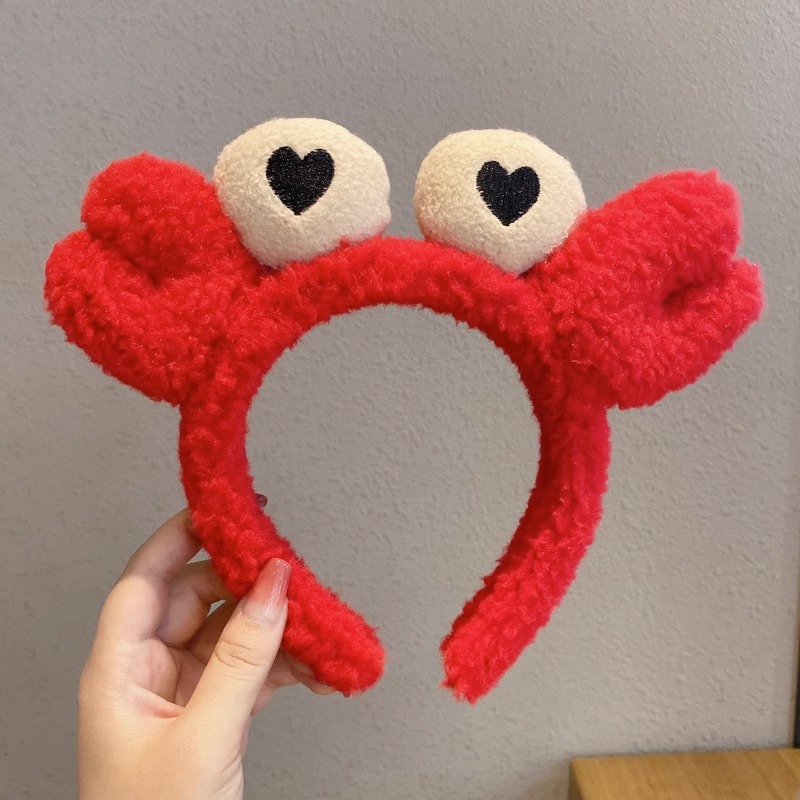 Banda para el cabello para el lavado de cara de dibujos animados lindo, máscara de aplicación de rojo de red para mujer, banda para el cabello, diadema, horquilla de paquete de cabello nuevo 2025