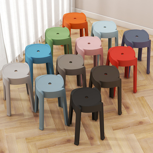 Nordic Round Plastic Thickened Adult Stool Windmill Bench Folding Table Bench Home Chair Backup Stool High Stool