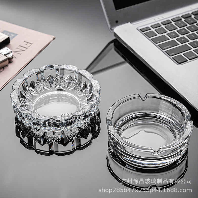 现货秒发玻璃烟灰缸创意圆形葵花家用四孔烟缸酒店宾馆烟缸批发