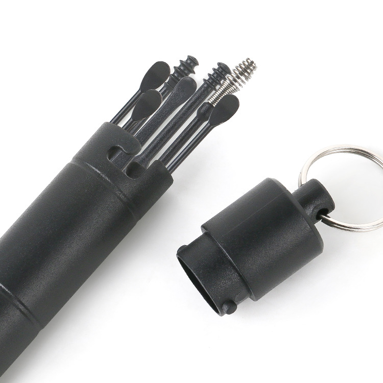 New black and yellow ear spoon set, household portable double-ended spiral spring ear picks, 7-piece set with tube packaging