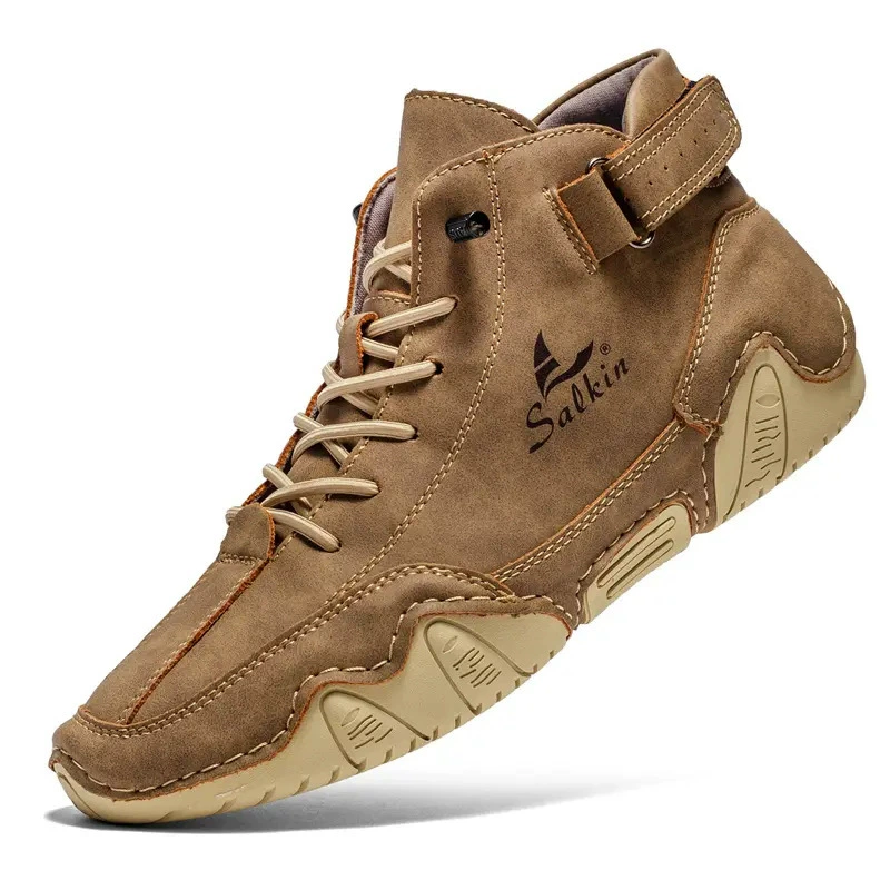 Мужские бобовые ботинки 7001 трансграничные большие размеры осьминога повседневные высокие ботинки ленивые ботинки ручной работы шитые бизнес-кожаные ботинки