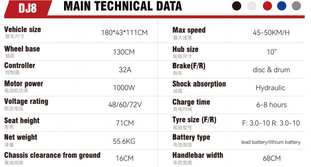 DJ8 Electric Motorcycle High Power E-Motorcycle High Speed