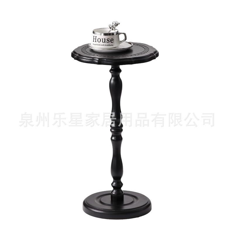 实木边几 欧式雕花立柱圆形台面 客厅卧室简约时尚咖啡角收纳桌|undefined