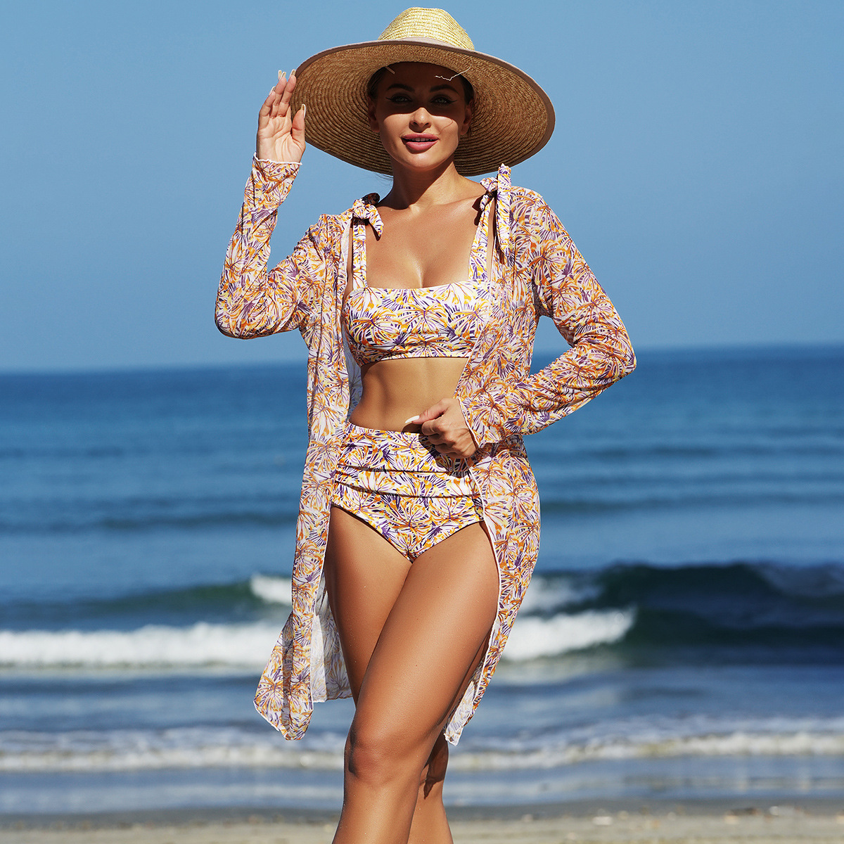 La nueva moda de Mingyi de alta gama en la playa sexy europea y americana traje de baño de mujer bikini BIKINI traje de baño de tres piezas para mujer