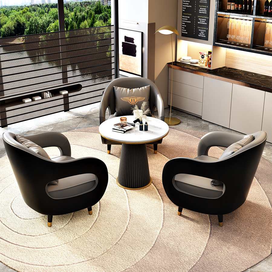 Nordic single sofa chair office meeting room single chair coffee table set hotel reception guest simple casual chair