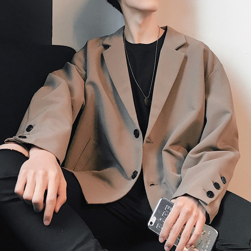 Autumn Hong Kong-style men's suit jacket, Korean version, loose casual retro small suit, trendy student single top coat
