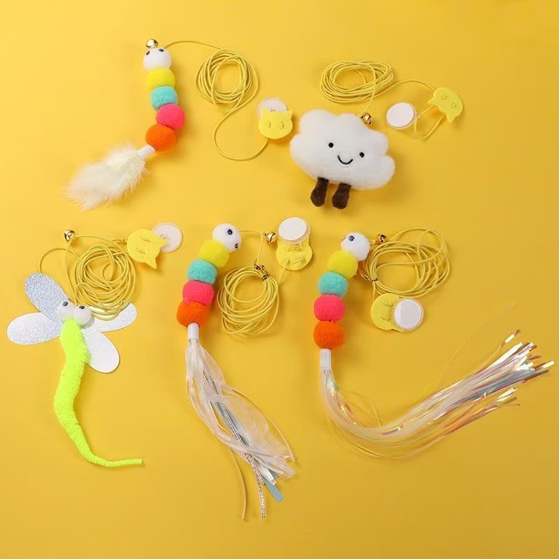 Cat Toy Self-Entertainment Boredom-Relief Swing Hanging Door Elastic Feather Teaser Wand Bell Cat Supplies Small Mouse