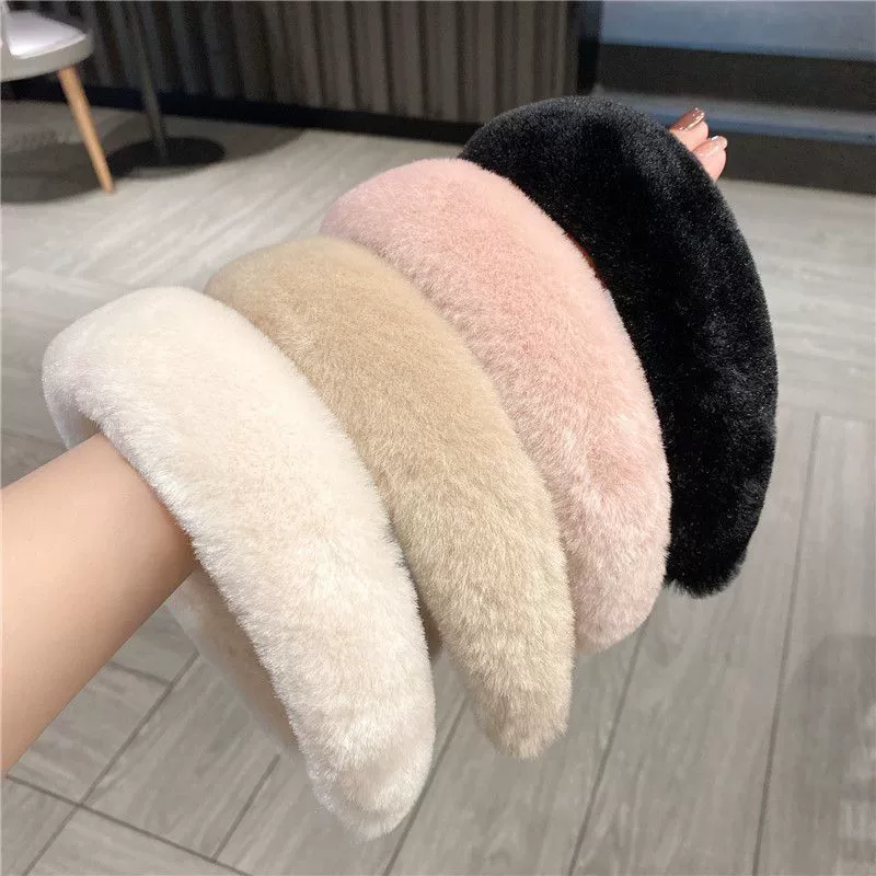 Demi-season plush sponge headband, universal hair accessory, simple and elegant design