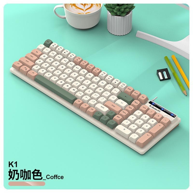 マムシkm 100有線キーボードマウスセットマウス機械手触り色合わせUSBオフィスコンピュータノート|undefined