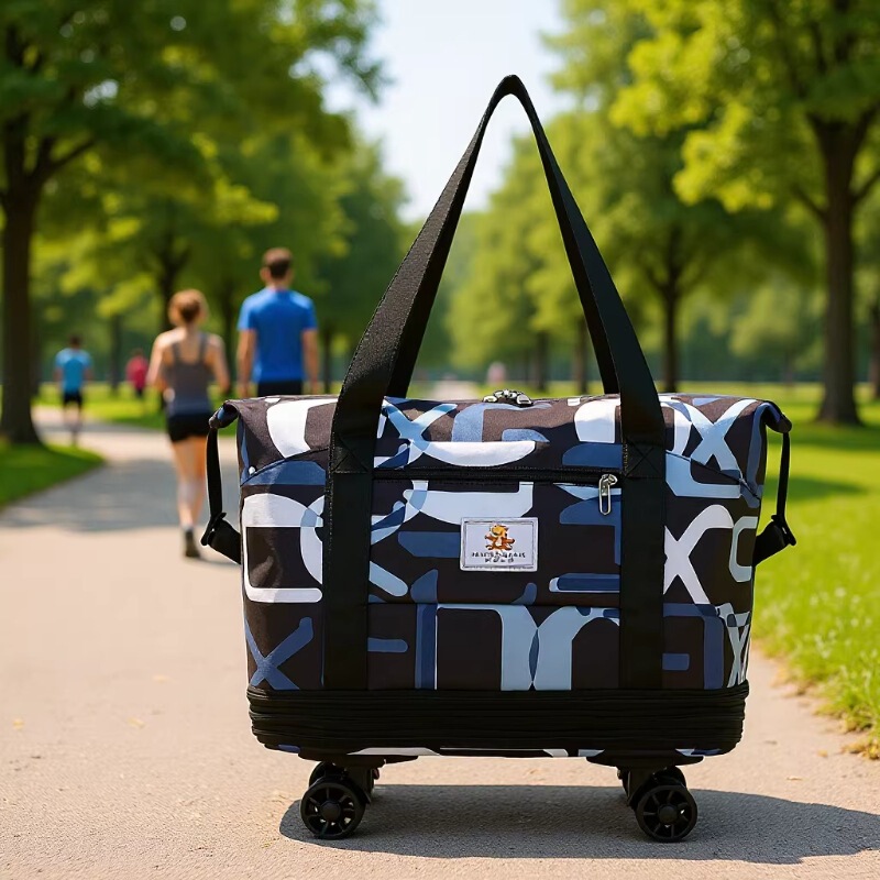 Multi-functional Travel Bag Large Capacity Universal Roller Double-back Duffel Bag Portable Extended Folding Accommodation Storage Bag