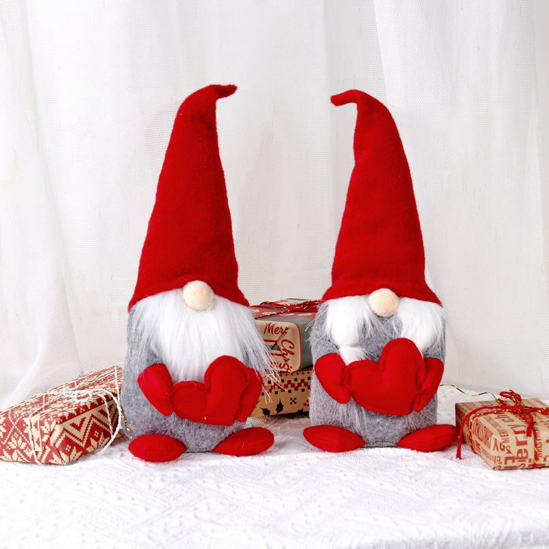 圣诞节装饰品红色爱心无脸老人娃娃摆件浪漫情侣礼物家居装饰公仔