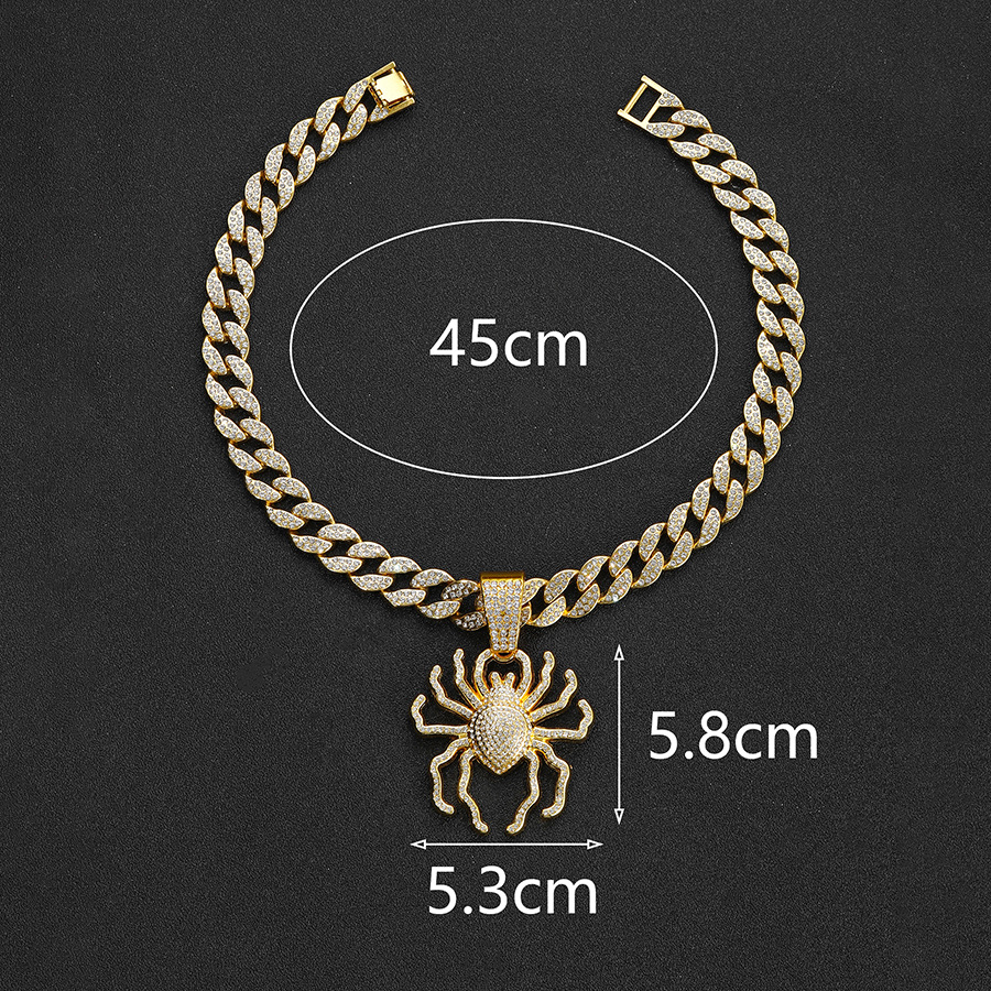 Collar con Colgante de Araña Tridimensional de Moda Punk Europea y Americana, Collar Cubano con Incrustaciones de Diamantes para Baile Urbano Hip-Hop, Accesorios para Hombre