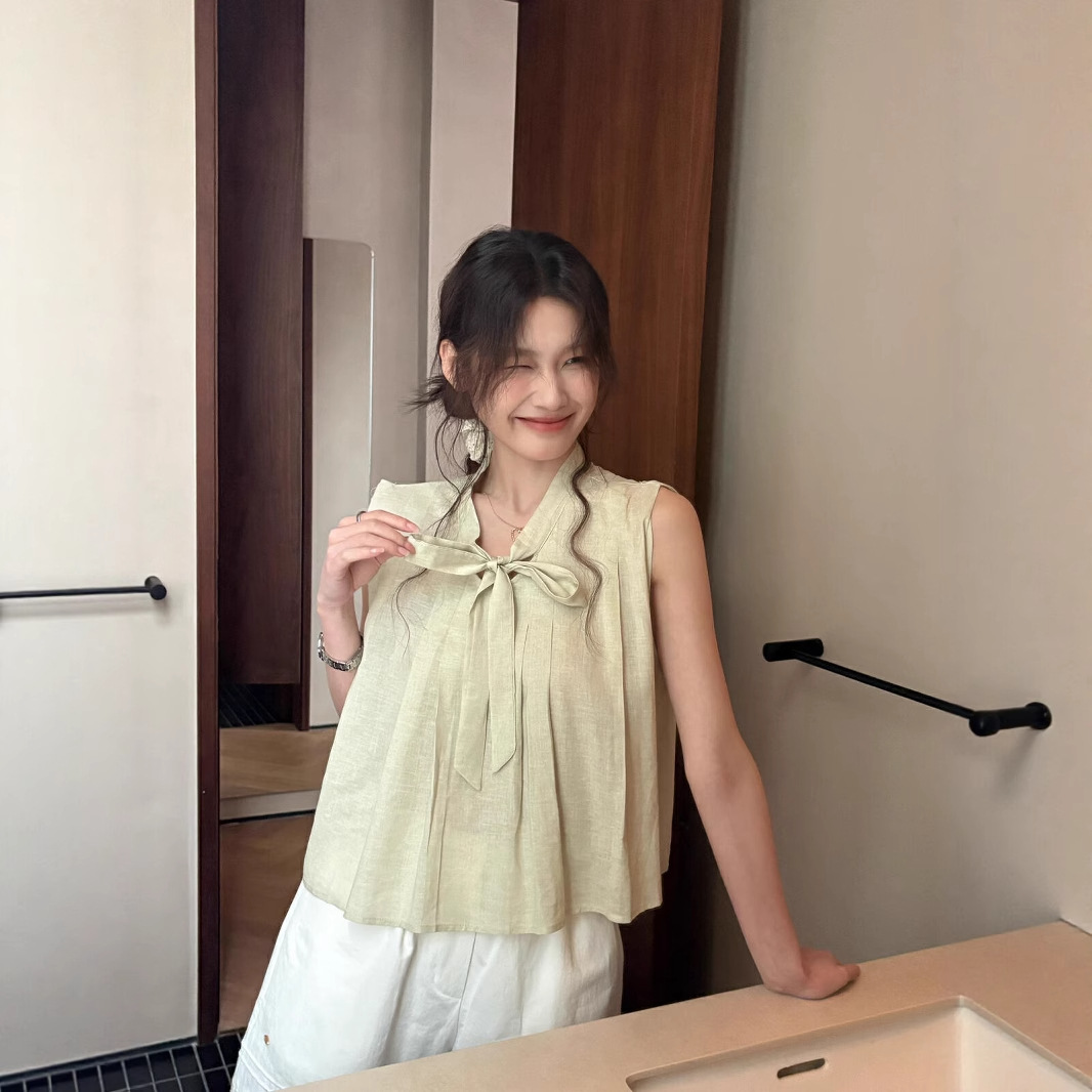 KITTIN estilo coreano dulce y suave color sólido casual ramio manga voladora camisa de bebé suelta para mujer 7622