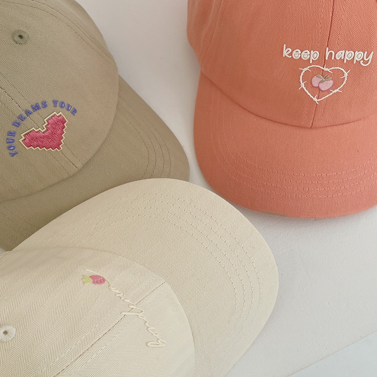 Sombreras de béisbol de amor, niñas y niñas, cabeza pequeña, cara pequeña, gorra coreana, sombrero de verano, sombrero de boca de pato lavados